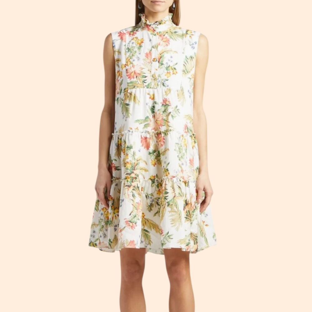 Erdem Floral Linen Mini Dress